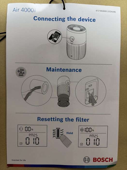 Purificator de aer Bosch Air 4000i - Wi-Fi, HEPA, 62.5m^2, 300 m^3/h