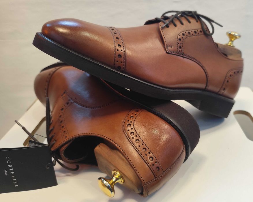 Pantofi derby 42 42.5 piele naturala Cortefiel NOI piele naturala