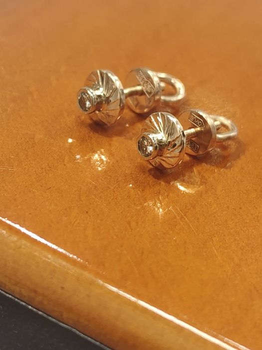 Серьги пусети с бриллиантамы СССР