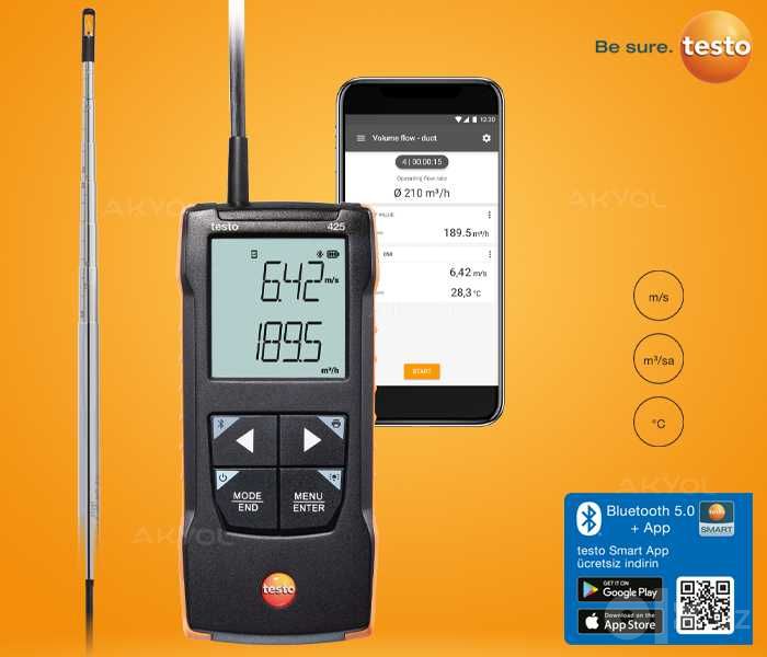 Термоанемометр Testo 425 с подключением через приложение