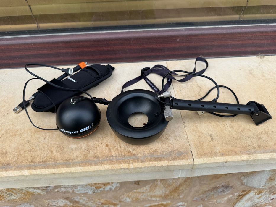 Deeper Sonar PRO+ 2 + DEEPER Range Extender + DEEPER Sonar Holder/Сонар, усилвател и стойка за лодка Деепер