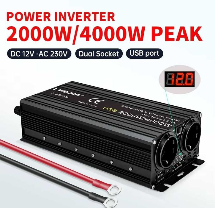 Invertor LVYUAN, 12V, 4000W, pentru auto