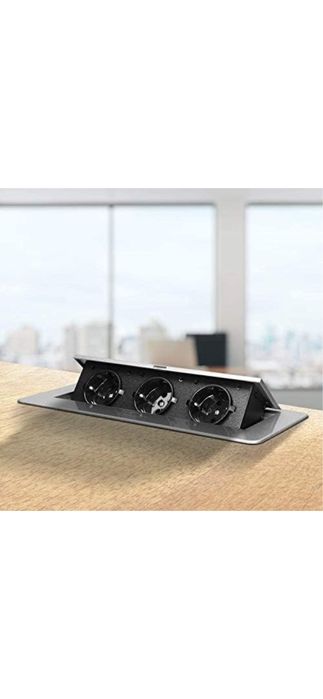 Priza Incorporabila in Mobilier, Aluminiu, cablu 1, 3m inclus, Alba