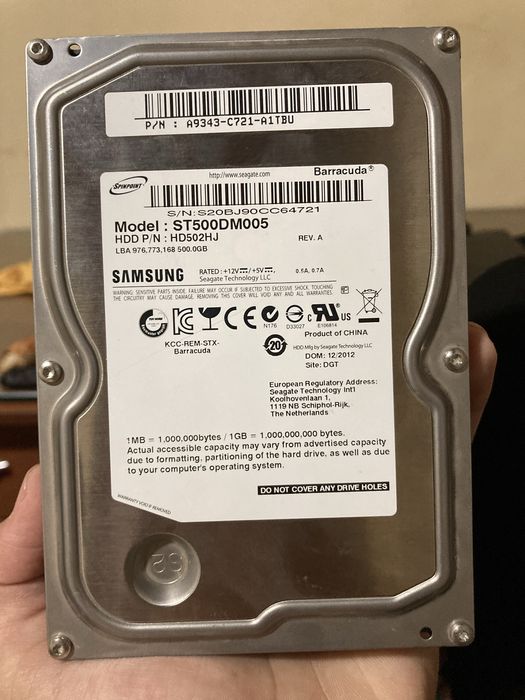 HDD 500G SAMSUNG holati ideal
