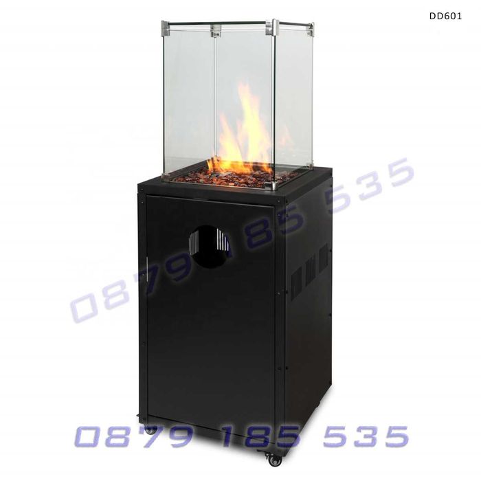 Газово огнище за двор с пламък стъкло метален капак 8kW DD601 DD602 външен отоплител на газ открито отопление огън