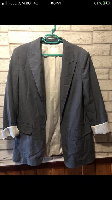Sacou lung bleumarin damă, elegant, mărimea S/36, office & casual