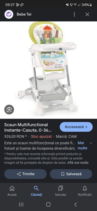CAM SCAUN DE MASA 3IN1  0-36 luni