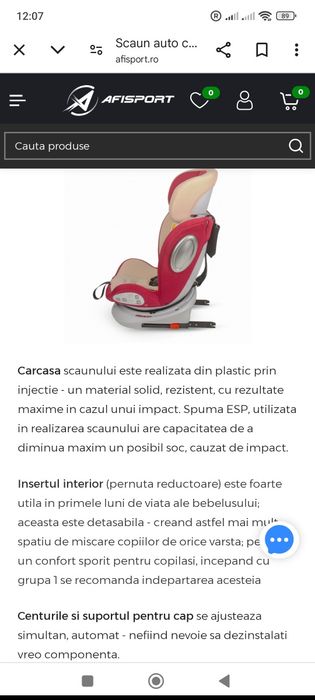 Scaun auto copii Hapi Ozy