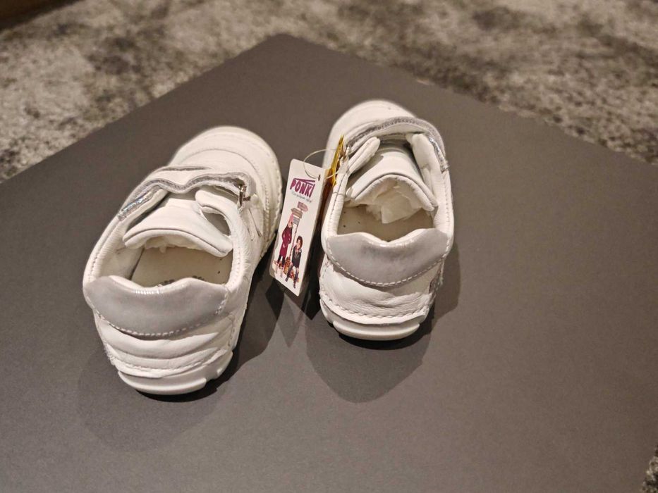 Бели кожени обувки PONKI №24 – Barefoot Comfort Line нови