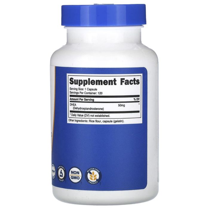 ДГЕА ( ДХЕА) Nutricost DHEA
50мг,  120 капсул
без глютена, без сои, бе