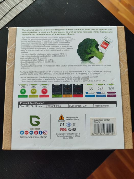 Tester pentru legume si fructe - Greentest