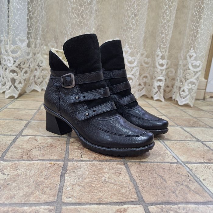 Кожаные утеплённые сапоги