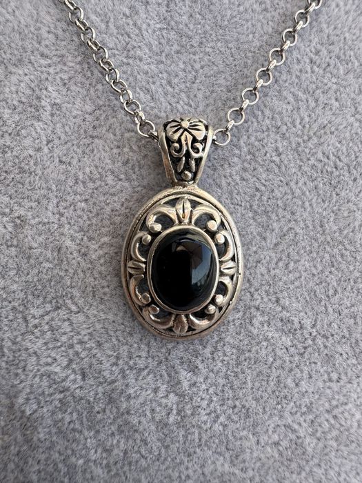 Pandantiv si lant argint-onix cabochon