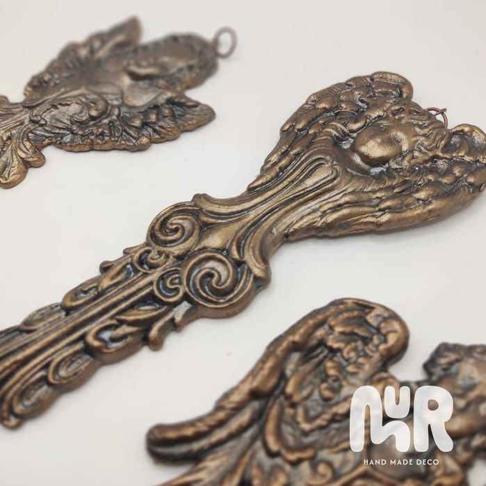 Ornamente decoratiuni ingeri Craciun, set 3, handmade, stil baroc