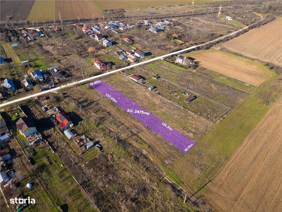 Peris,Teren Intravilan 2475 Mp,Deschidere 18 M,Utilitati,Asfalt