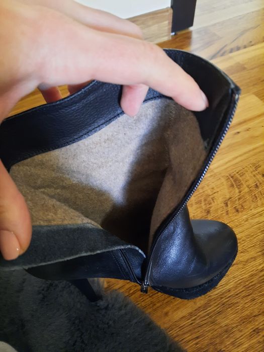 Дамски боти на висок ток  естествена кожа