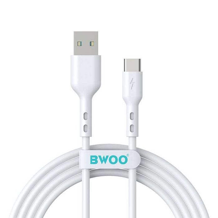 Кабел USB / USB-C, 3A, 2 метра, бял - BWOO