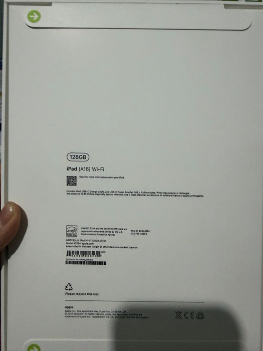 Apple ipad 11 a3354 a16 6/128gb wi-fi silver