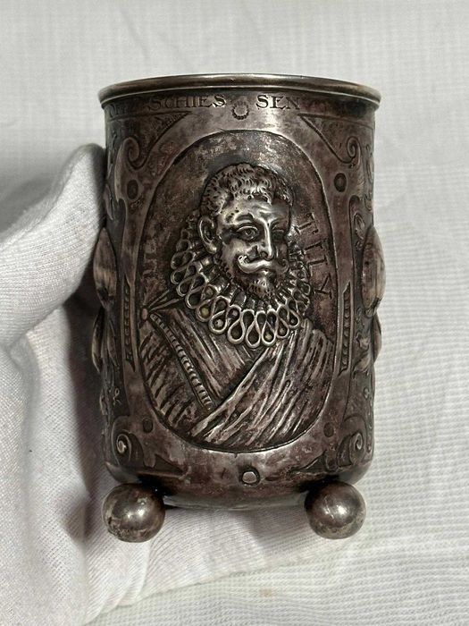 PAHAR ARGINT MASIV - Wallenstein & Tilly - Pocal - Hanau - Sec. XVII !