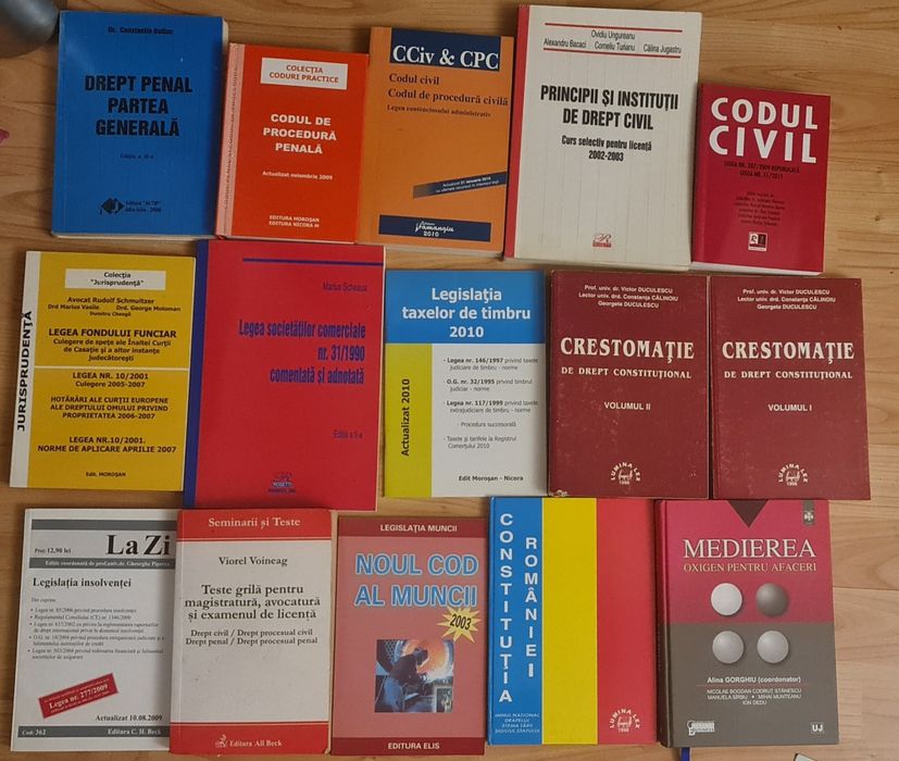 Lot de 15 Carti Juridice_Licenta,  Avocatura, Magistratura