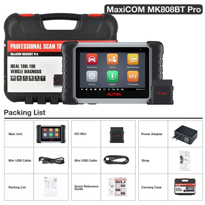 Tester auto AUTEL MK808K-BT PRO, Android 11, display 7 inch, 4GB RAM + 64GB stocare, Diagnoza Multimarca, 36+ Functii Speciale, Bluetooh, Romana