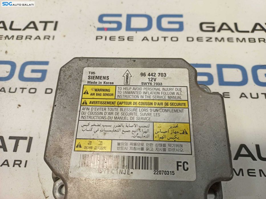 Unitate Modul Calculator Airbag Chevrolet Aveo 2003 - 2011 Cod 96442703 [L0160]