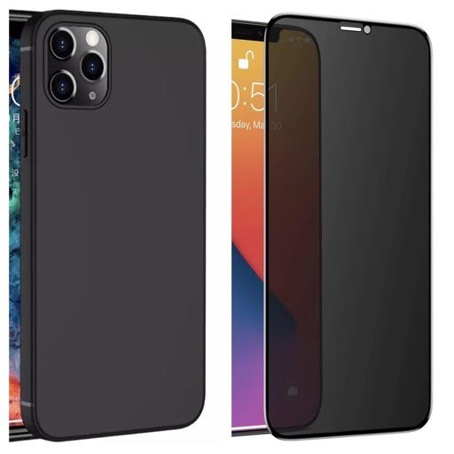 Iphone 13/14/15/16/17/PRO MAX AIR Husa Silicon+Folie Sticla Privacy 6D