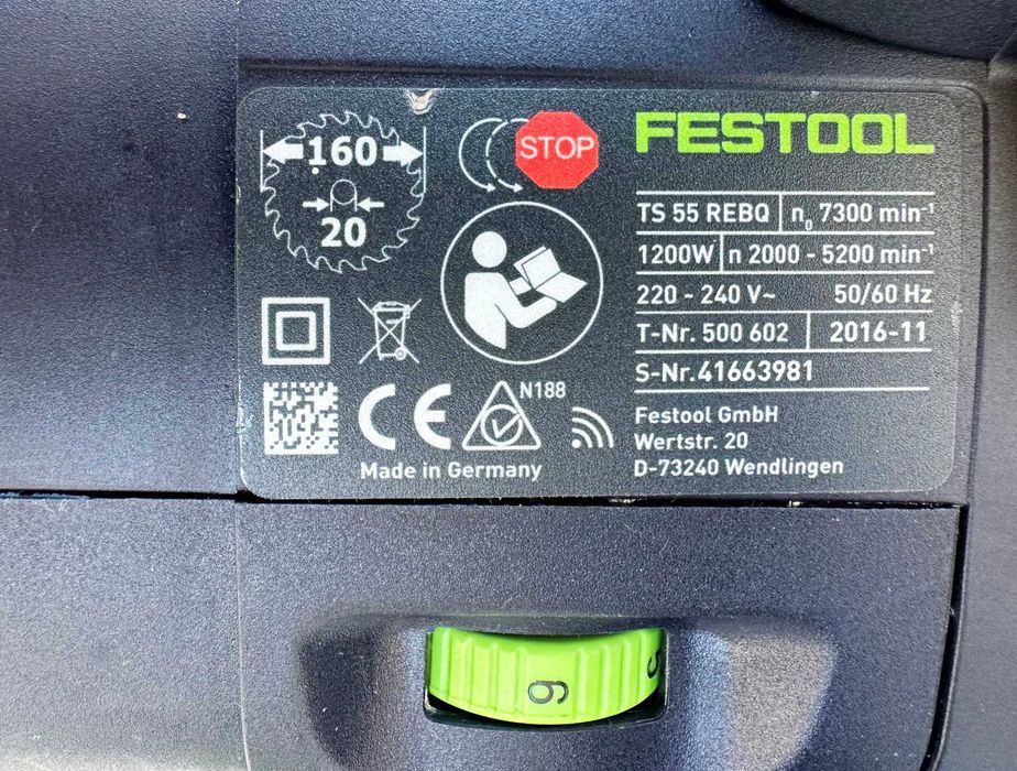 FESTOOL TS 55 REBQ - Потапящ циркуляр 1200W перфектен!