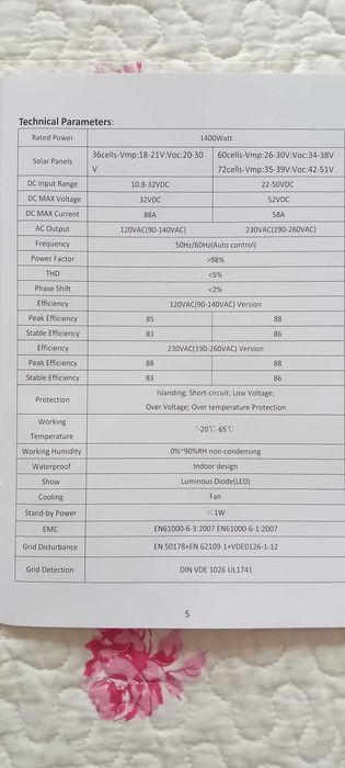 Инвертор за соларен панел 1400w