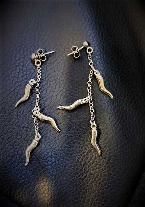 Сребърни висящи обеци с печат 925