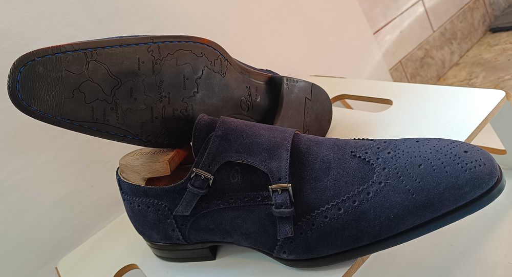 Pantofi monk 44 44.5 de lux GREVE NOI lucrati manual piele naturala