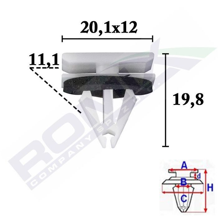 Set 10 buc. clips, Agrafa fixare bandouri Ford Mustang 202018, Kuga 202020; Fiesta 202017; Escape Edge, Chevrolet Volt, Cruze, Camaro; Opel Mokka, Karl, Insignia 202022, Crossland/X 202021; Astra K;