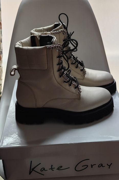 сиви кожени боти Kate Grey