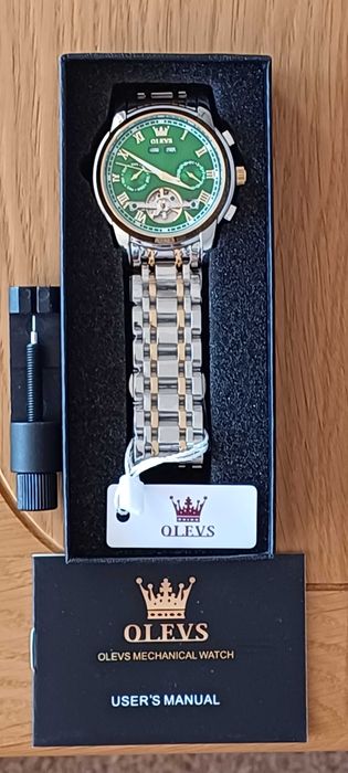 Olevs Хронограф, Автоматik,Скелет,3 ATM,HDСветещ,Мултифункции,Календар