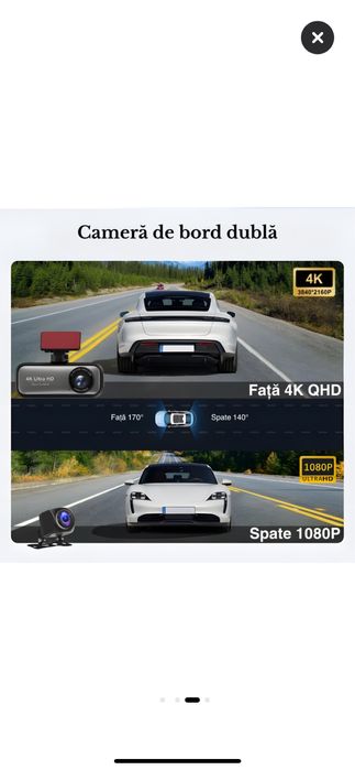 Camera auto dubla 4K + 1080p HD, Premium, unghi de filmare 170 + 140