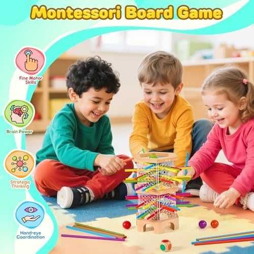 Нова Детска дървена логическа игра Montessori Монтесори фина моторика 3-6 години дете