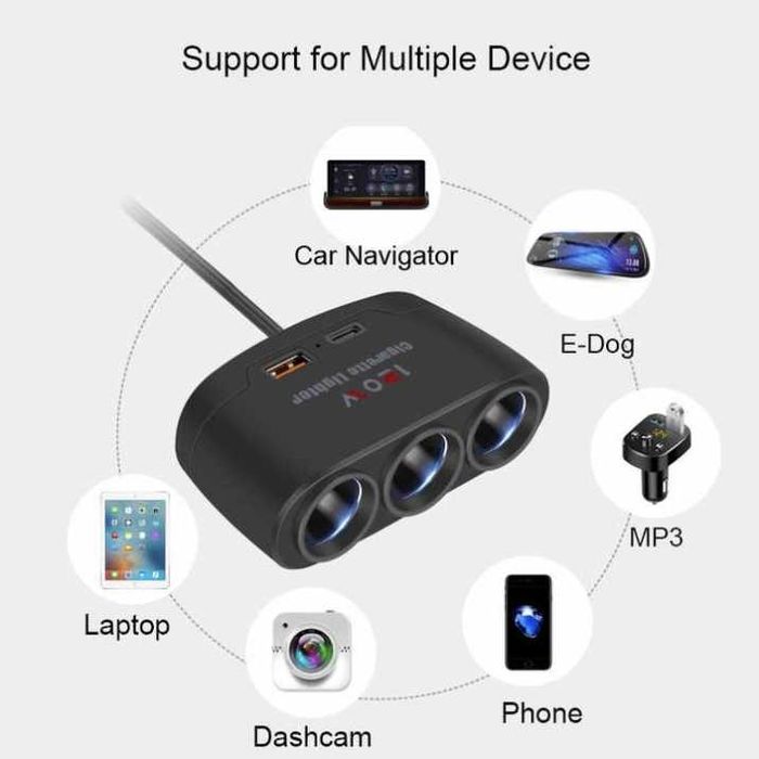 Разклонител за запалка 3в1 - 12/24V