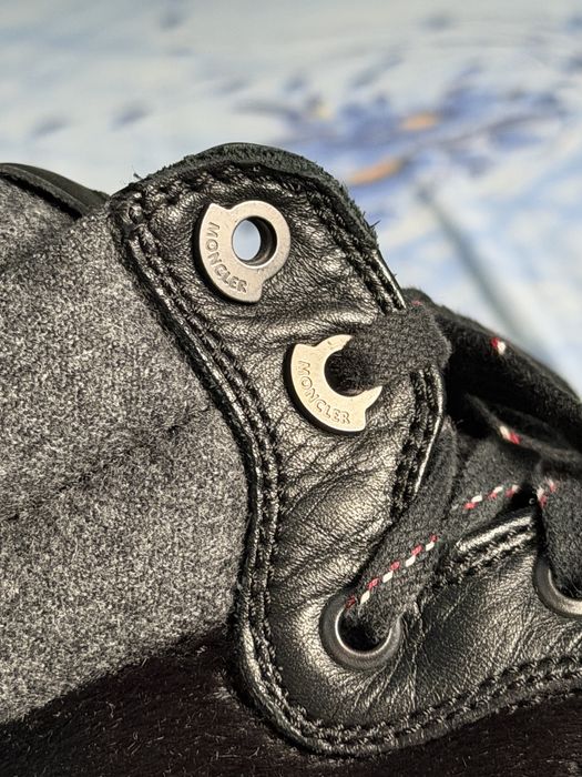 Moncler Black Leather & Fur High Top Sneakers