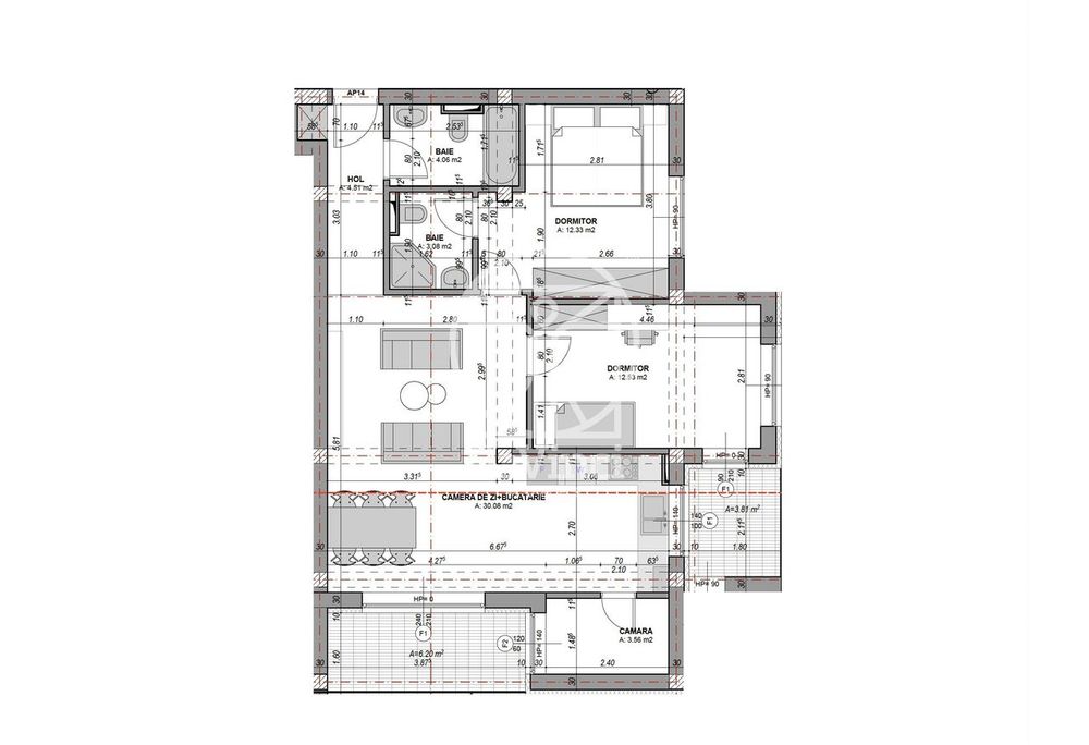 Ap. 3 camere  - 70 mpu + terasa | orientare sud, jaluzele electrice
