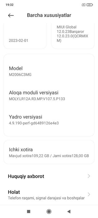 Redmi 9C holati yaxshi ekran almashmagan laminati bilan turibdi