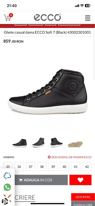 Ghete casual ECCO Soft 7 marimea 39