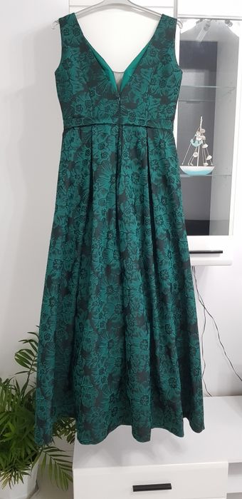 Rochie ocazie, eleganta, lunga, negru/verde, marimea M/L