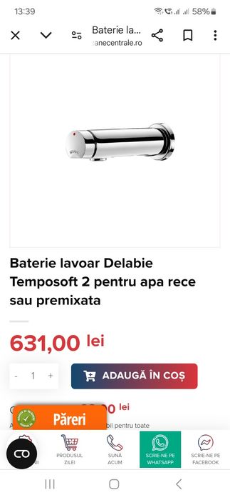 Baterie lavoar apa rece sau premixata