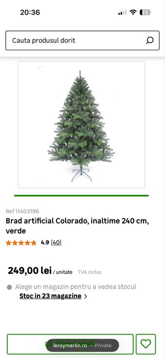 Vand brad Craciun artificial Colorado Leroy Merlin 2.4 metri