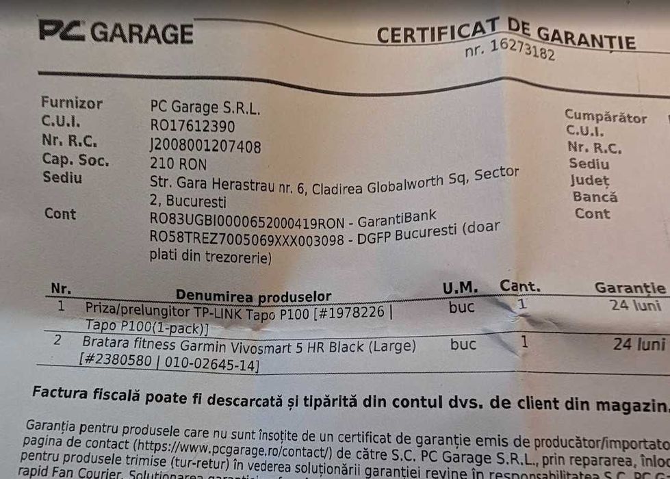 Garmin Vivosmart 5 HR Black (Large) - Utilizată 1 luna, Garanție 2 ani - cu folie pe ecran