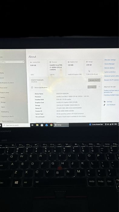 Leptop Lenovo ThinkPadX250