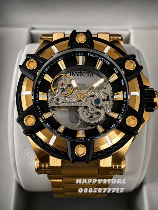 INVICTA Gunmetal Skeleton Gold 52 mm, Инвикта нов мъжки часовник