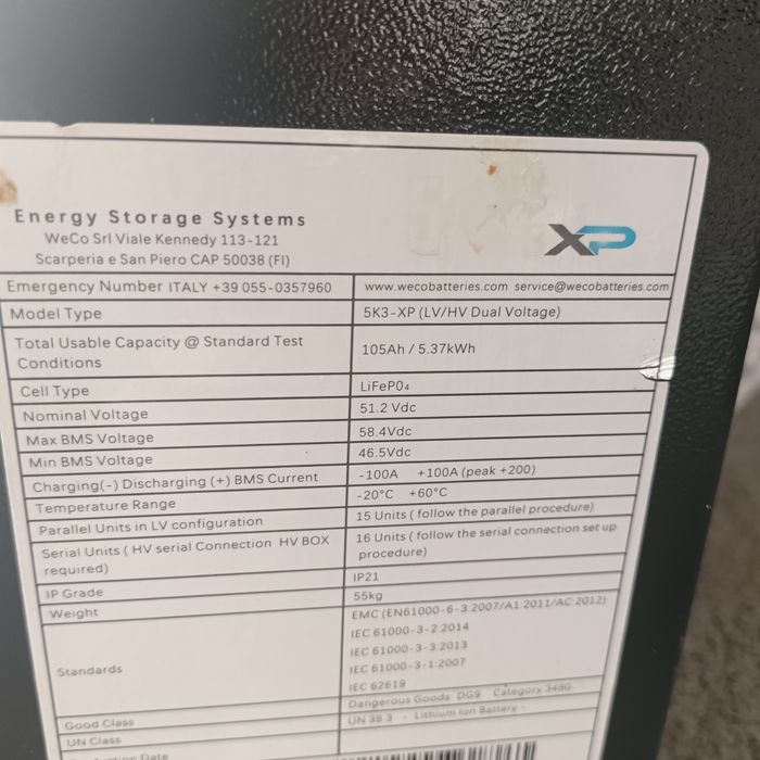 Baterie lifepo4 5.37 și 5.12kw 16 celule