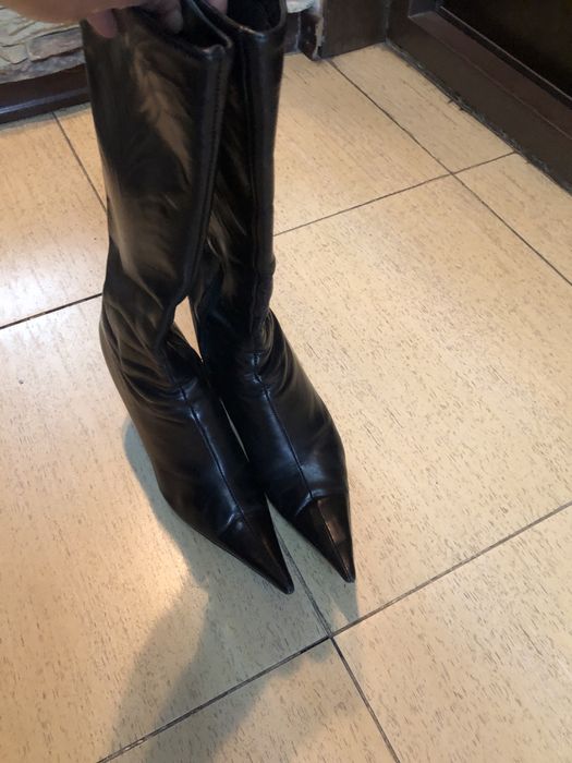 Сапоги кожаные на шпильке