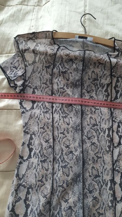 Stradivarius M rochie maxi mesh animal print snake bodycon Y2K beach semitransparenta plaja vacanta